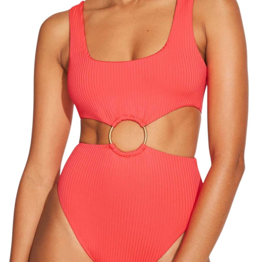 Vitamin A NWOT NEVER WORN The Icon One Piece - Coral Glow EcoRib BT - Size M - Picture 2 of 5